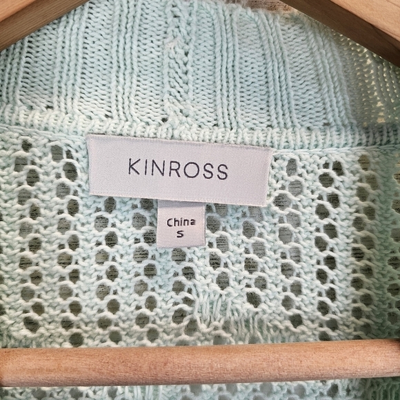 Kinross Cotton Open Crochet Knit Sweater Cardigan Sz Small Mint Green Preppy - Picture 11 of 12